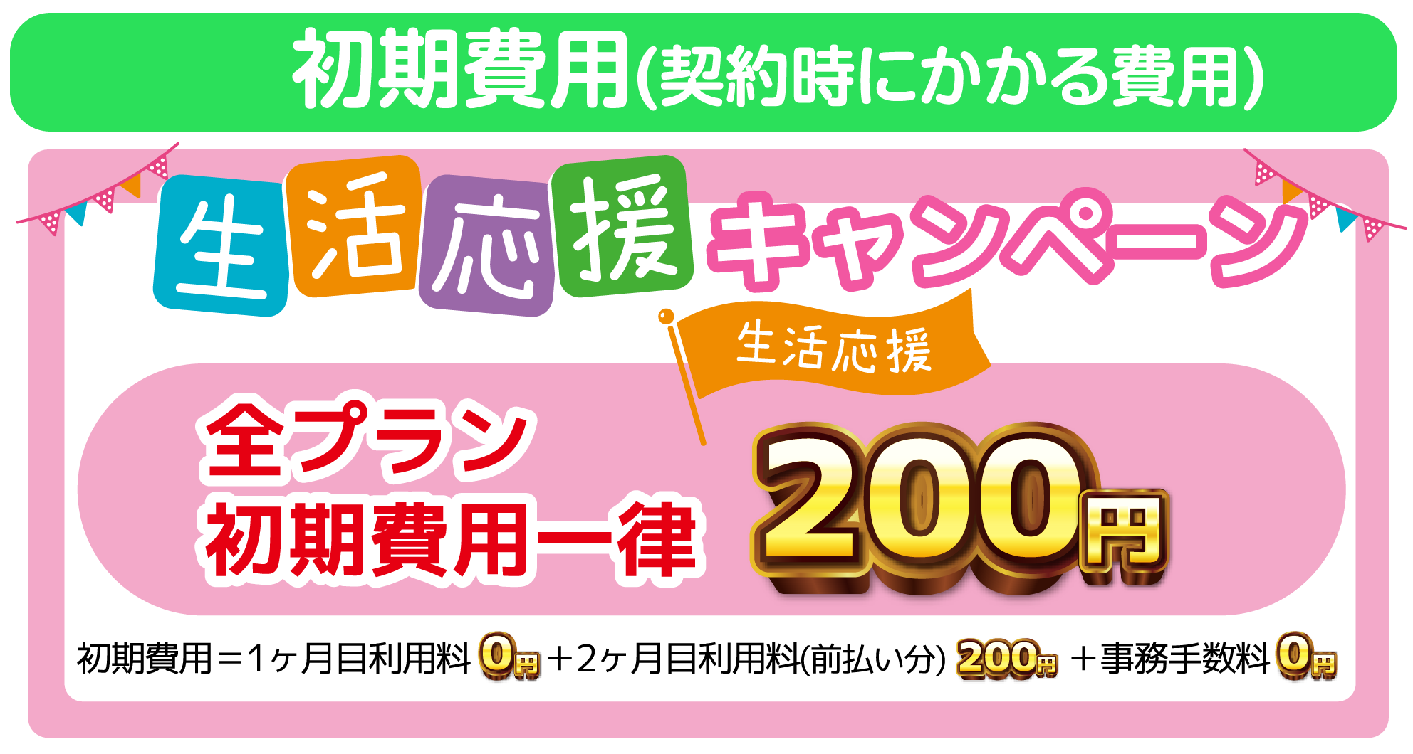 生活応援キャンペーン　全プラン初期費用一律5,500円